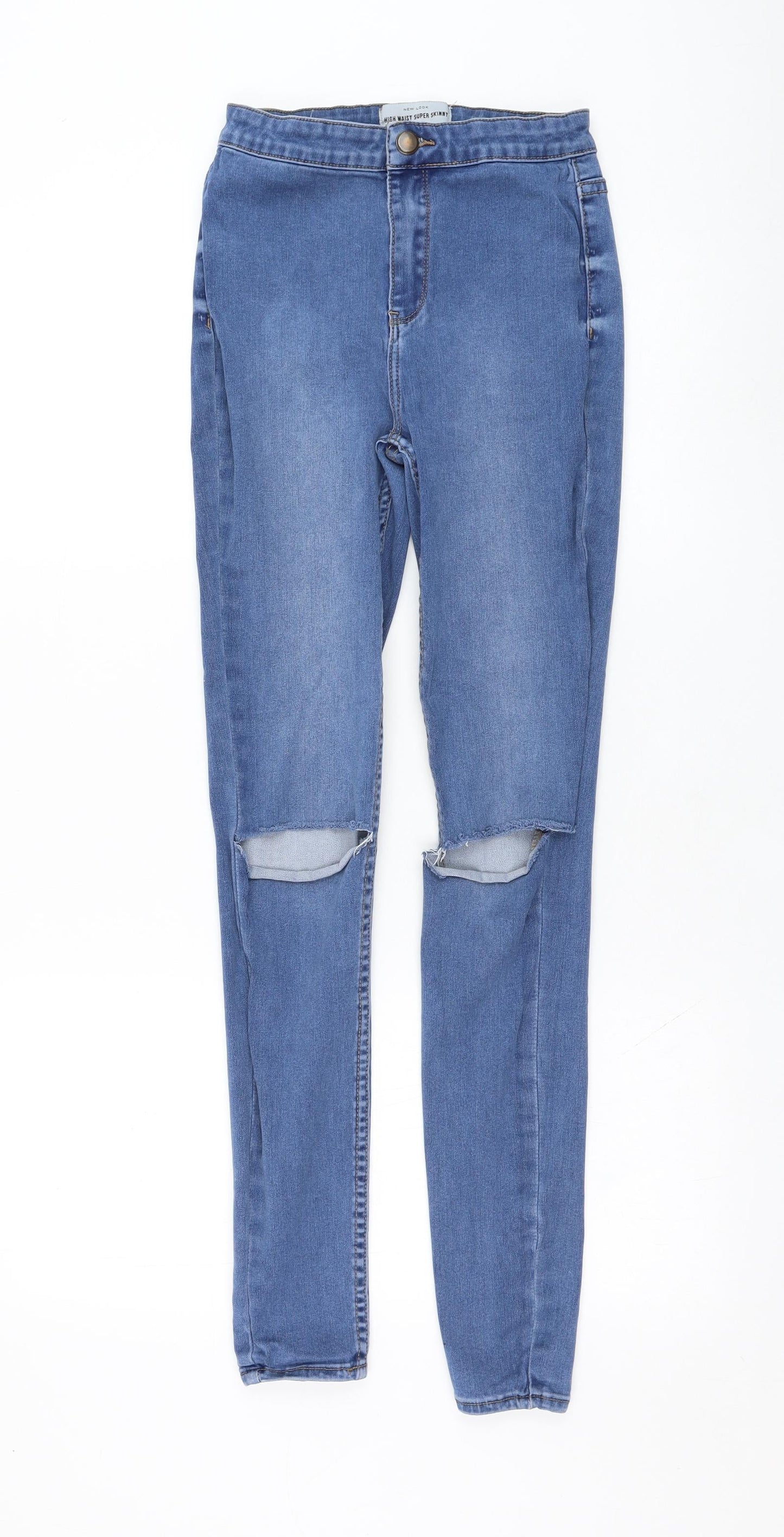 New Look Womens Blue  Cotton Skinny Jeans Size 8 L29 in Regular Zip