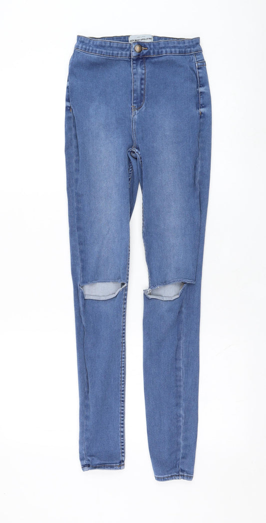 New Look Womens Blue  Cotton Skinny Jeans Size 8 L29 in Regular Zip