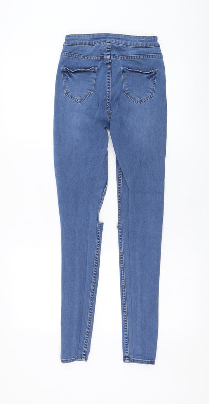 New Look Womens Blue  Cotton Skinny Jeans Size 8 L29 in Regular Zip