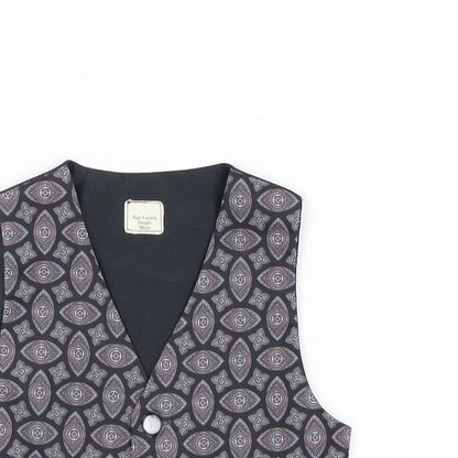 Preworn Boys Black Geometric  Jacket Waistcoat Size 3 Years  Button