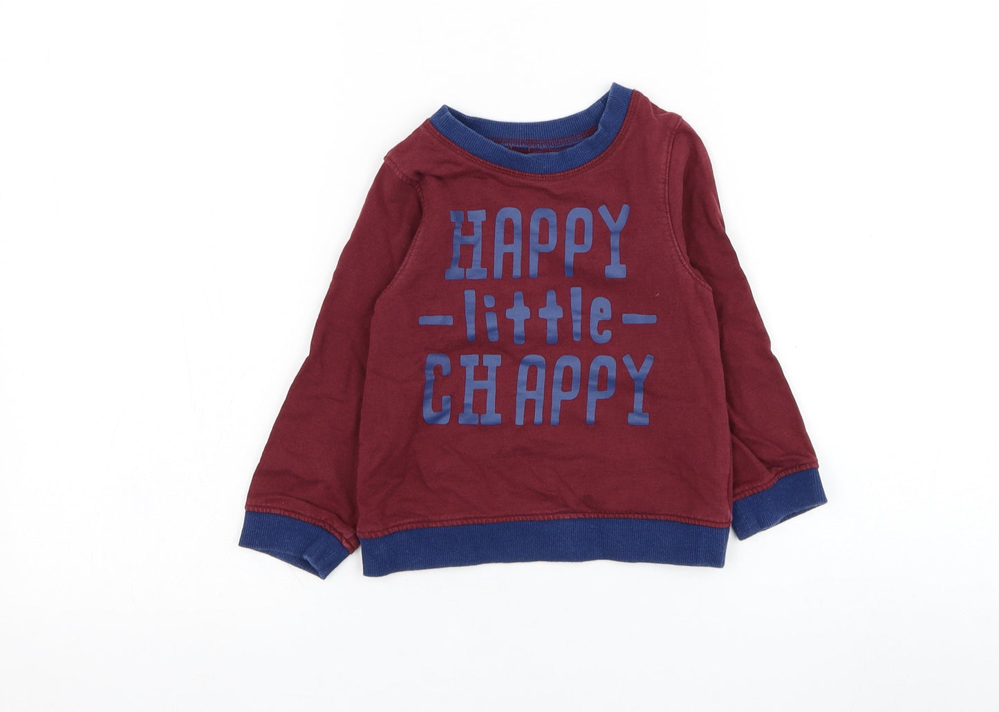 Mothercare Boys Red  Cotton Pullover Sweatshirt Size 2-3 Years  Pullover - Happy little chappy