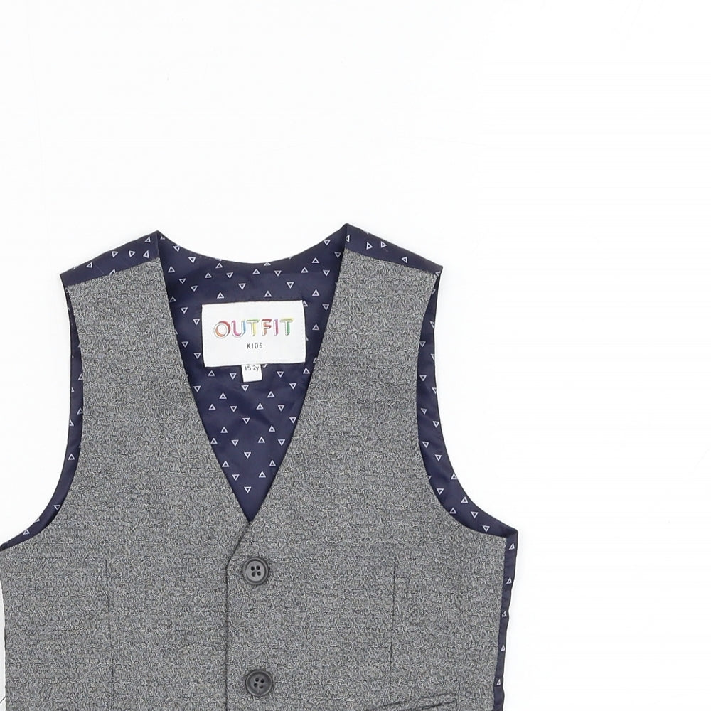 Outfit Boys Grey   Jacket Waistcoat Size 18-24 Months   Button