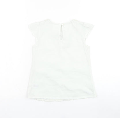 Dunnes Stores Girls Ivory  Polyester Basic Tank Size 8 Years Collared Pullover - Flower