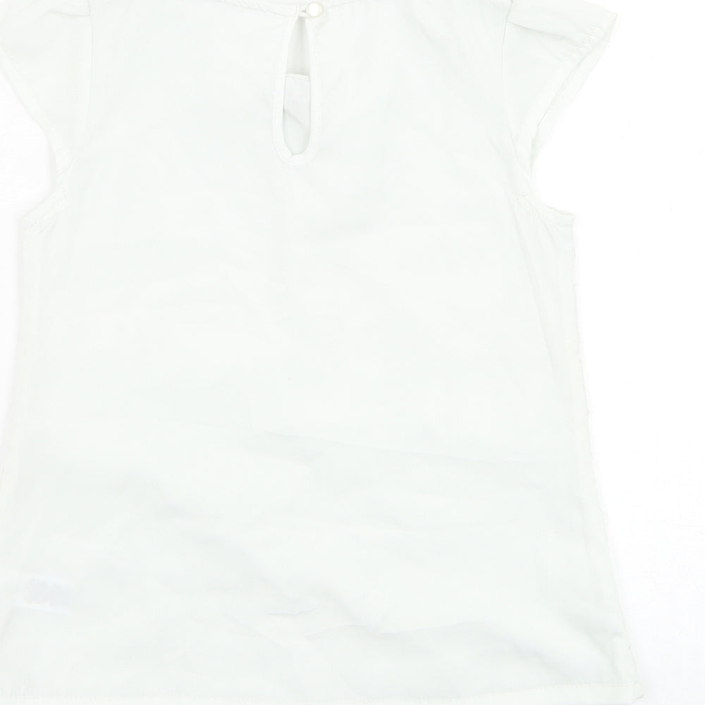 Dunnes Stores Girls Ivory  Polyester Basic Tank Size 8 Years Collared Pullover - Flower