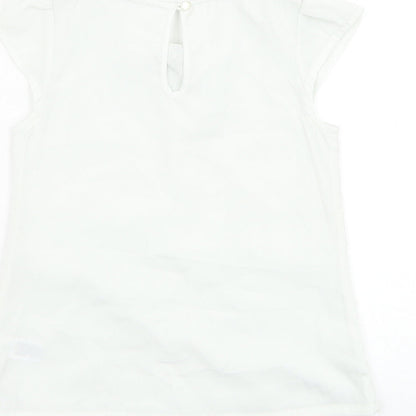 Dunnes Stores Girls Ivory  Polyester Basic Tank Size 8 Years Collared Pullover - Flower