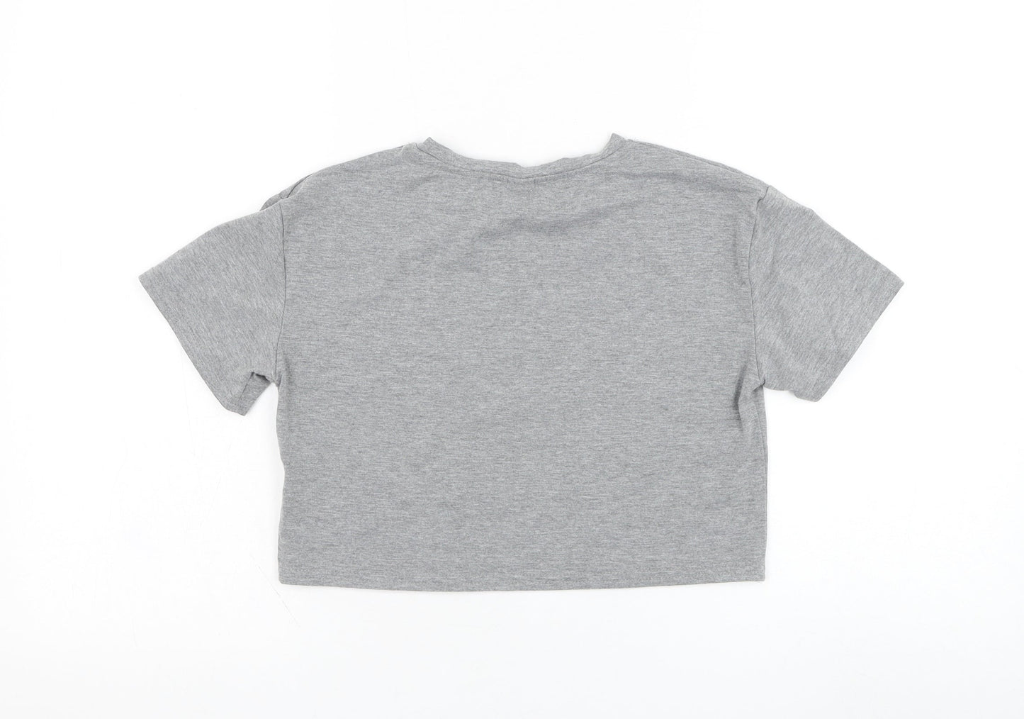 SheIn Girls Grey  Polyester Basic T-Shirt Size 12-13 Years Round Neck Pullover - C'est La Vie