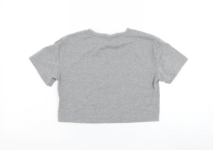 SheIn Girls Grey  Polyester Basic T-Shirt Size 12-13 Years Round Neck Pullover - C'est La Vie