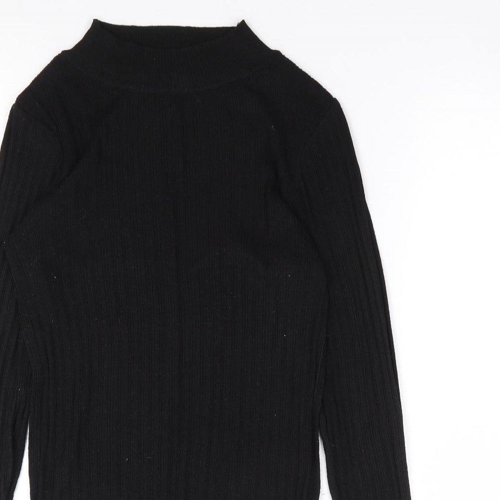 Primark Womens Black  Polyester Basic T-Shirt Size S Mock Neck - Ribbed