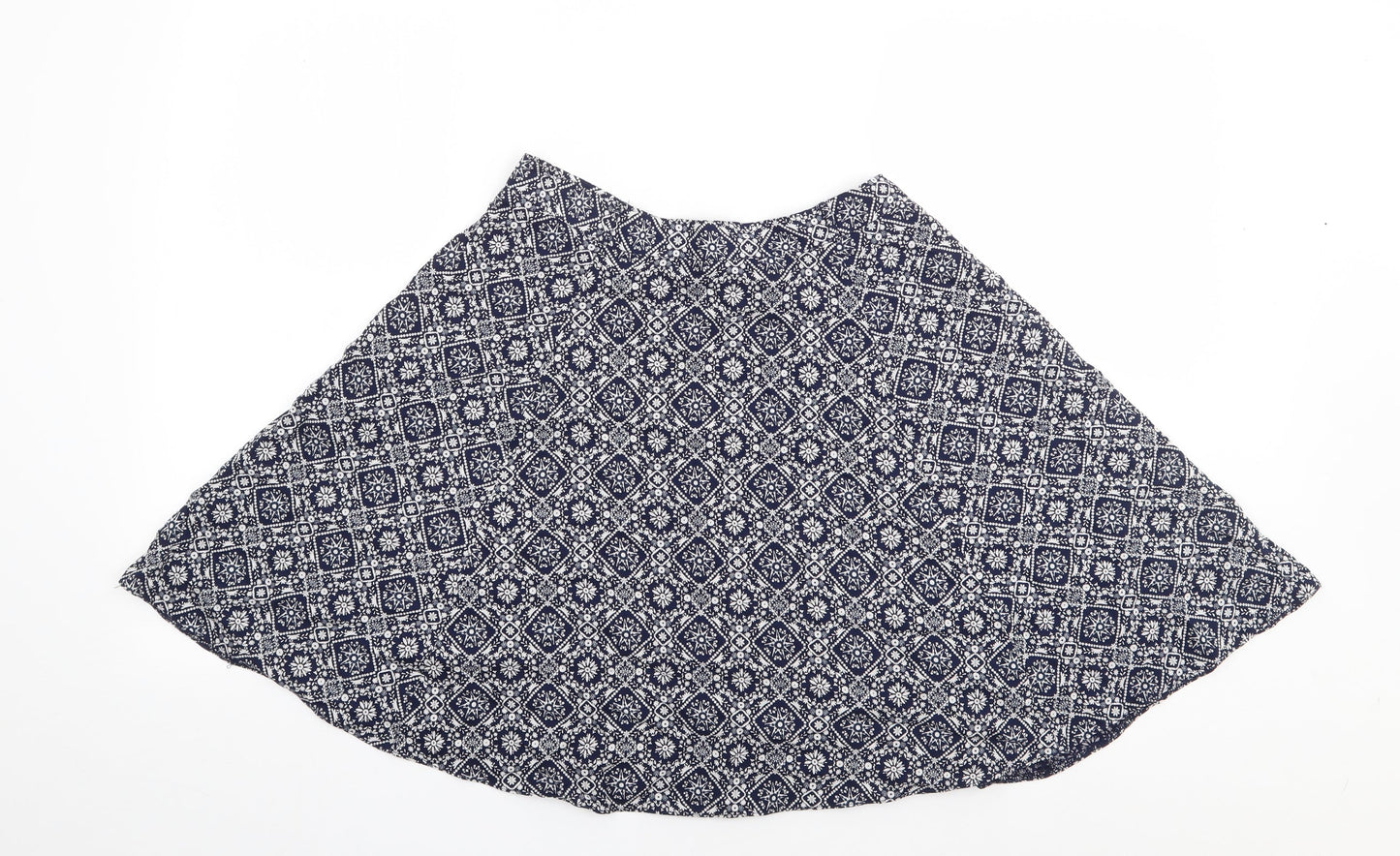 George Womens Blue Floral Viscose Flare Skirt Size 10   Zip