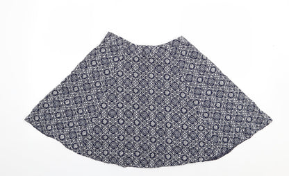 George Womens Blue Floral Viscose Flare Skirt Size 10   Zip