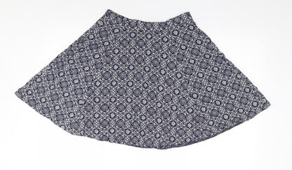 George Womens Blue Floral Viscose Flare Skirt Size 10   Zip