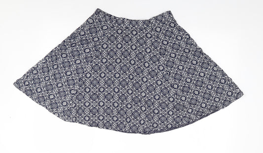 George Womens Blue Floral Viscose Flare Skirt Size 10   Zip