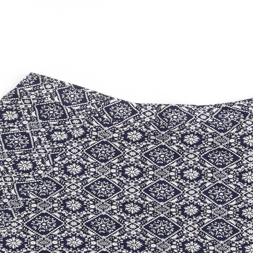 George Womens Blue Floral Viscose Flare Skirt Size 10   Zip