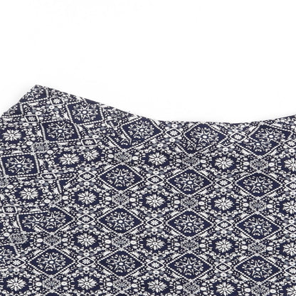 George Womens Blue Floral Viscose Flare Skirt Size 10   Zip