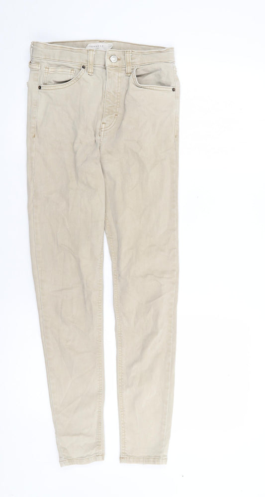 Topshop Womens Beige  Cotton Skinny Jeans Size 28 L27 in Regular Zip