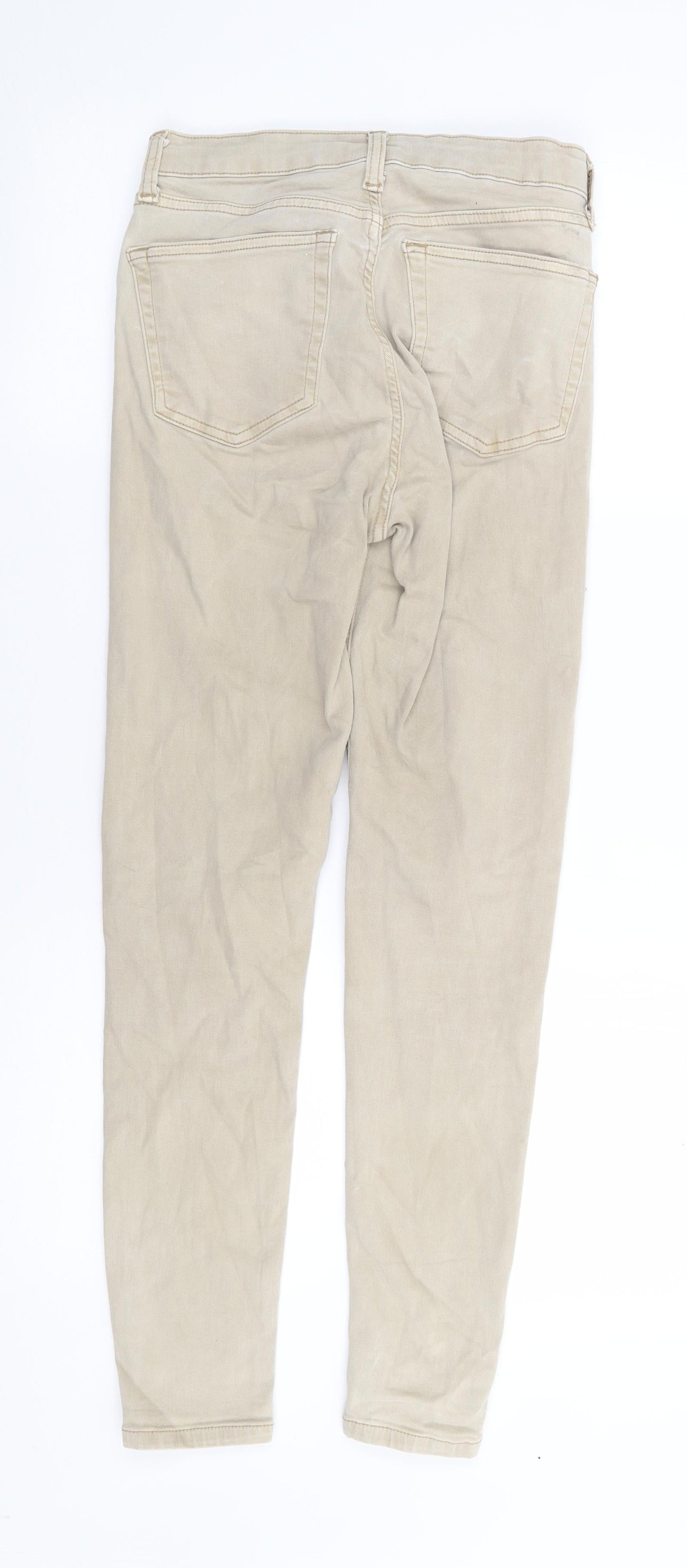 Topshop Womens Beige  Cotton Skinny Jeans Size 28 L27 in Regular Zip