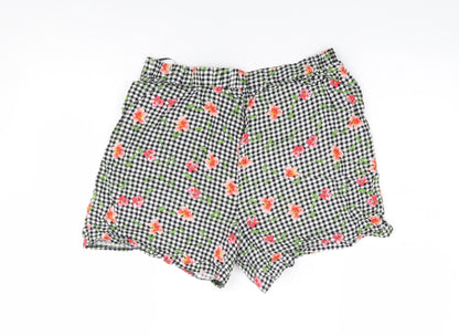 F&F Womens Multicoloured Check Viscose Hot Pants Shorts Size 10  Regular Drawstring