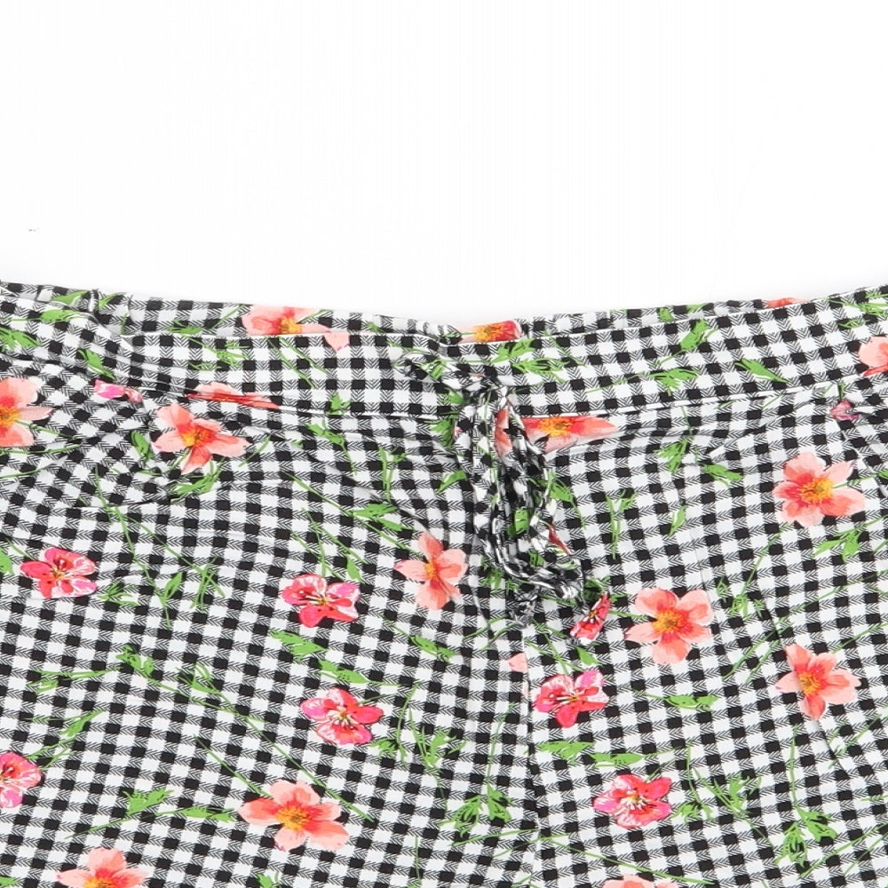 F&F Womens Multicoloured Check Viscose Hot Pants Shorts Size 10  Regular Drawstring