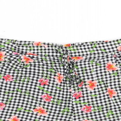 F&F Womens Multicoloured Check Viscose Hot Pants Shorts Size 10  Regular Drawstring