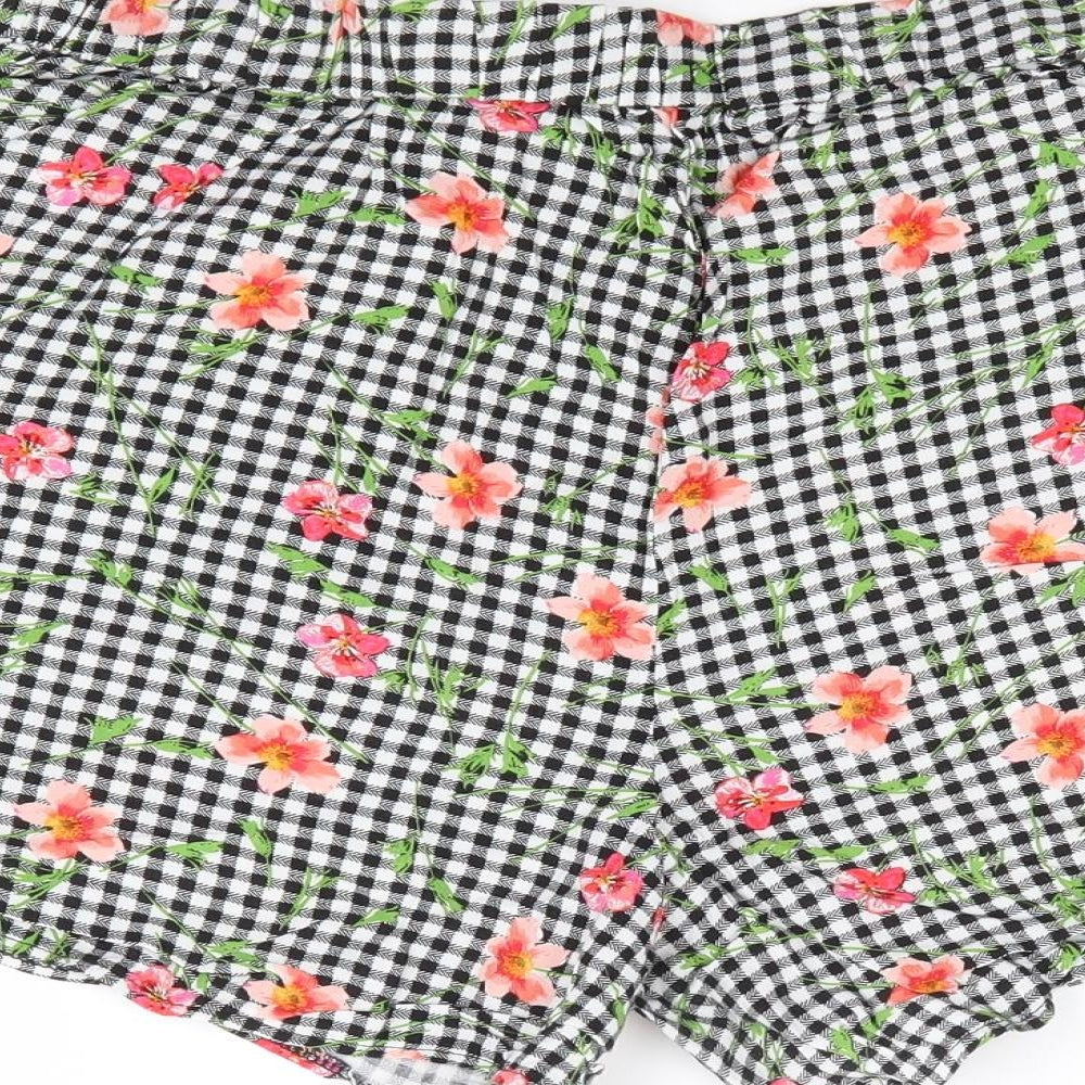 F&F Womens Multicoloured Check Viscose Hot Pants Shorts Size 10  Regular Drawstring