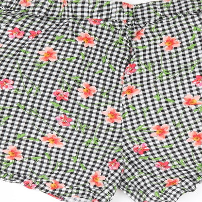 F&F Womens Multicoloured Check Viscose Hot Pants Shorts Size 10  Regular Drawstring