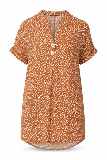 Primark Womens Brown Animal Print Viscose Shift  Size 6  V-Neck Pullover