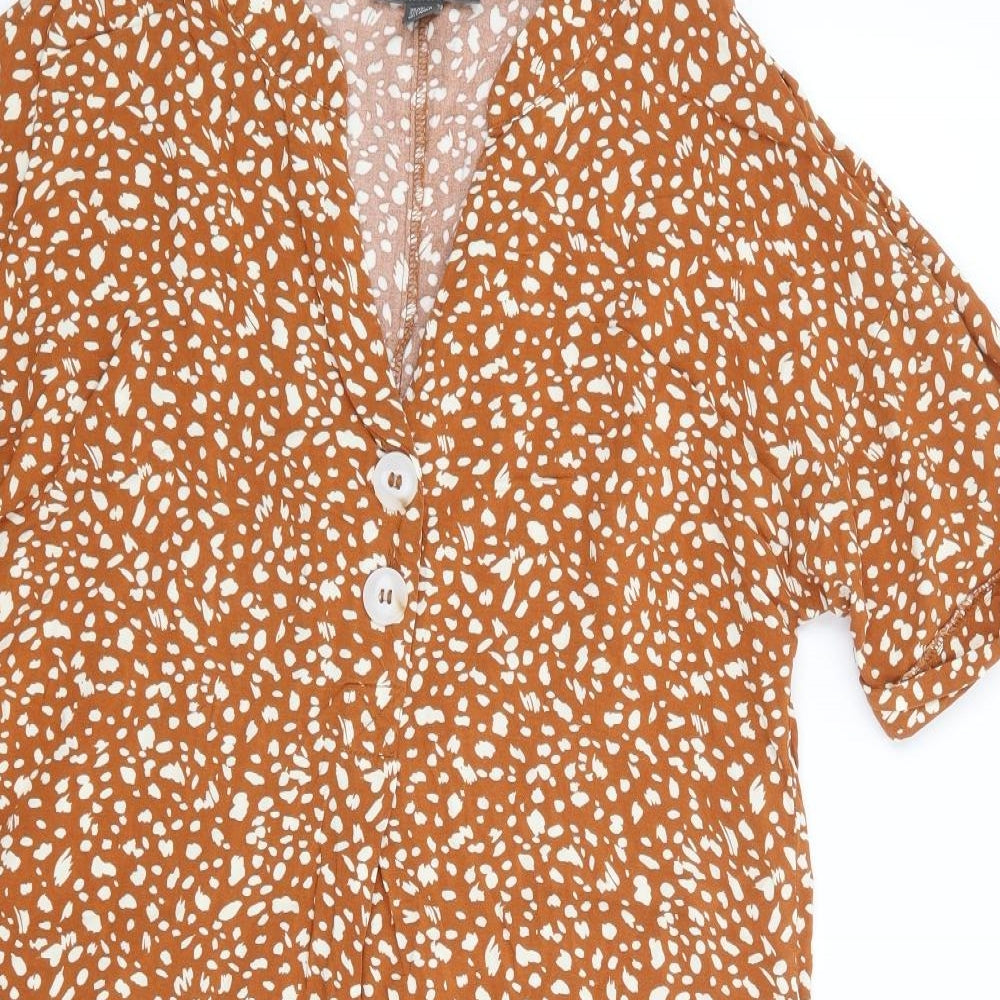 Primark Womens Brown Animal Print Viscose Shift  Size 6  V-Neck Pullover
