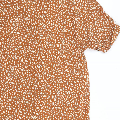 Primark Womens Brown Animal Print Viscose Shift  Size 6  V-Neck Pullover