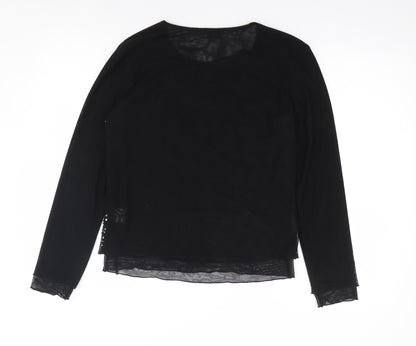 Libra Womens Black  Nylon Jersey T-Shirt Size 14 Round Neck