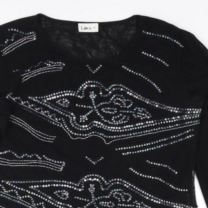 Libra Womens Black  Nylon Jersey T-Shirt Size 14 Round Neck