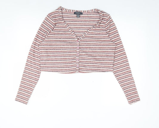 Primark Womens Multicoloured V-Neck Striped Polyester Cardigan Jumper Size M