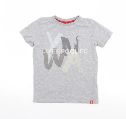 Liverpool FC Boys Grey  Cotton Jersey T-Shirt Size 7-8 Years Crew Neck Pullover