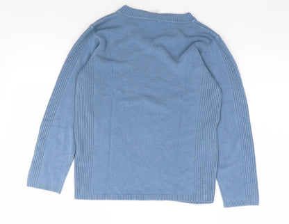 M&Co Boys Blue V-Neck  Acrylic Pullover Jumper Size 8-9 Years  Pullover - School Wear