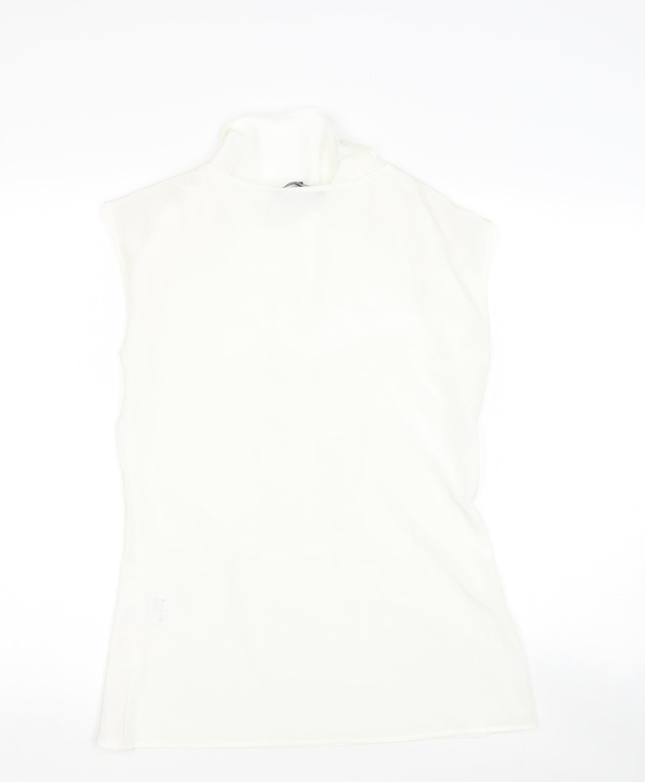 LUCK LOVELY Womens White  Polyester Basic Blouse Size S Scoop Neck