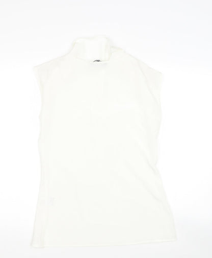 LUCK LOVELY Womens White  Polyester Basic Blouse Size S Scoop Neck