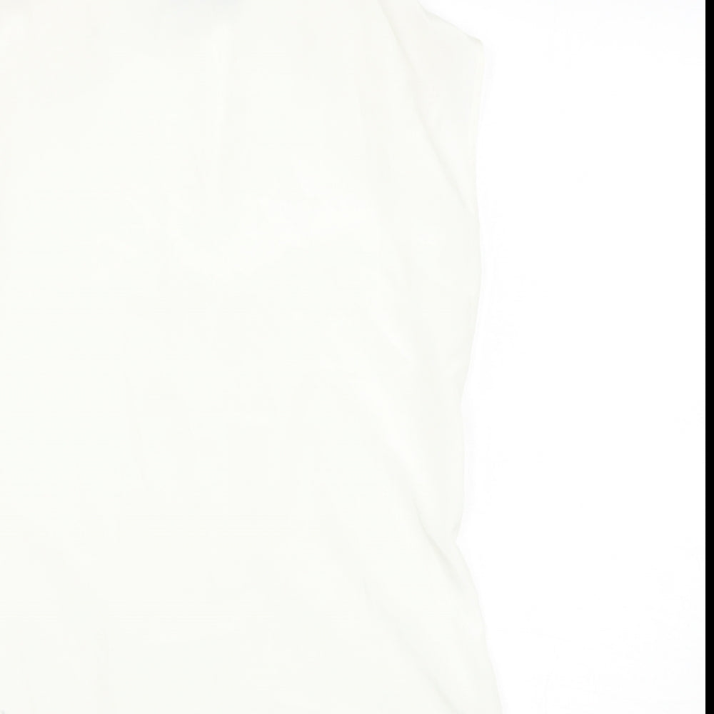 LUCK LOVELY Womens White  Polyester Basic Blouse Size S Scoop Neck