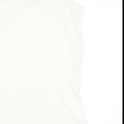 LUCK LOVELY Womens White  Polyester Basic Blouse Size S Scoop Neck