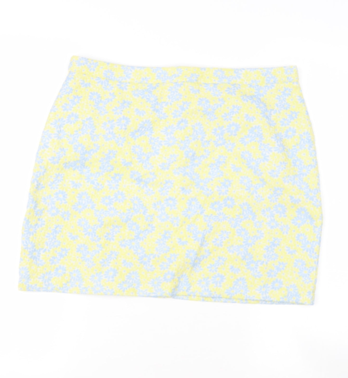 EXHIBIT Womens Yellow Floral Polyester A-Line Skirt Size 12