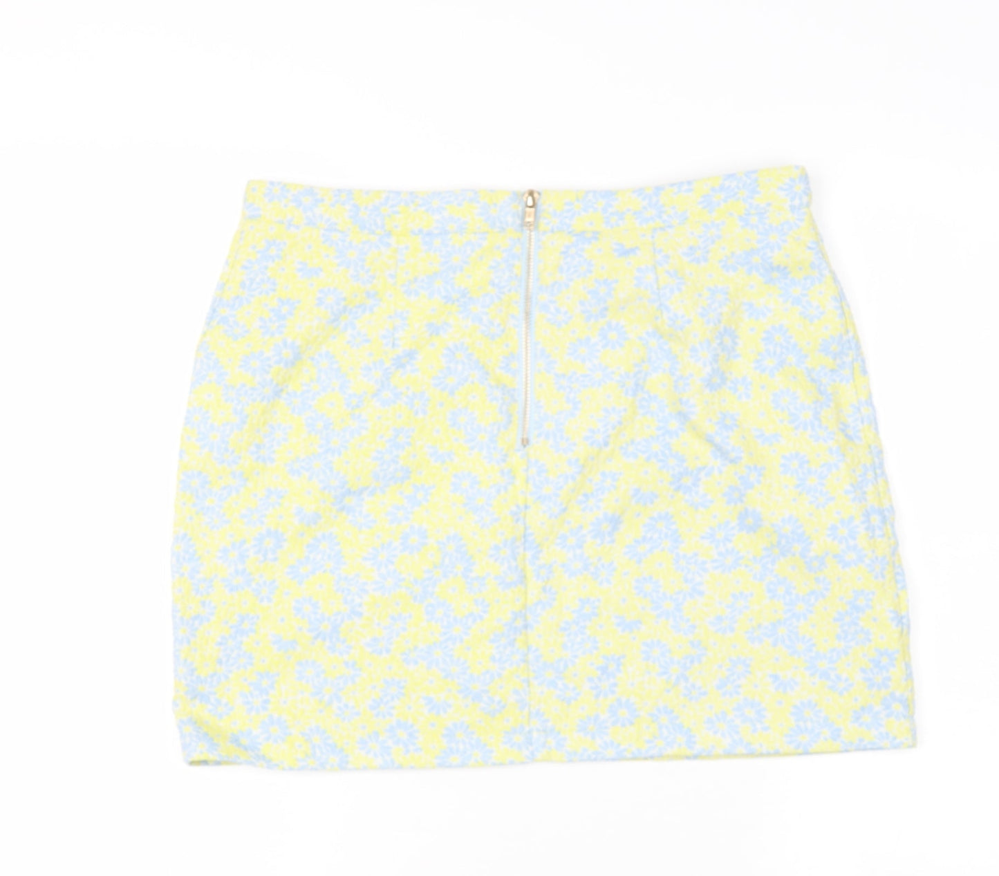 EXHIBIT Womens Yellow Floral Polyester A-Line Skirt Size 12