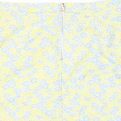 EXHIBIT Womens Yellow Floral Polyester A-Line Skirt Size 12