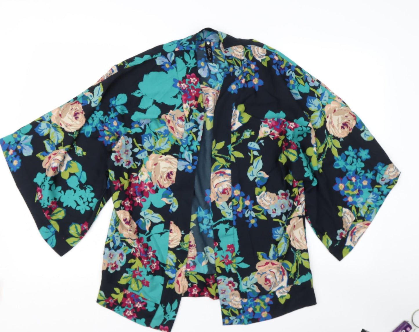 INFLUENCE Womens Blue Floral Polyester Camisole Blouse Size M V-Neck