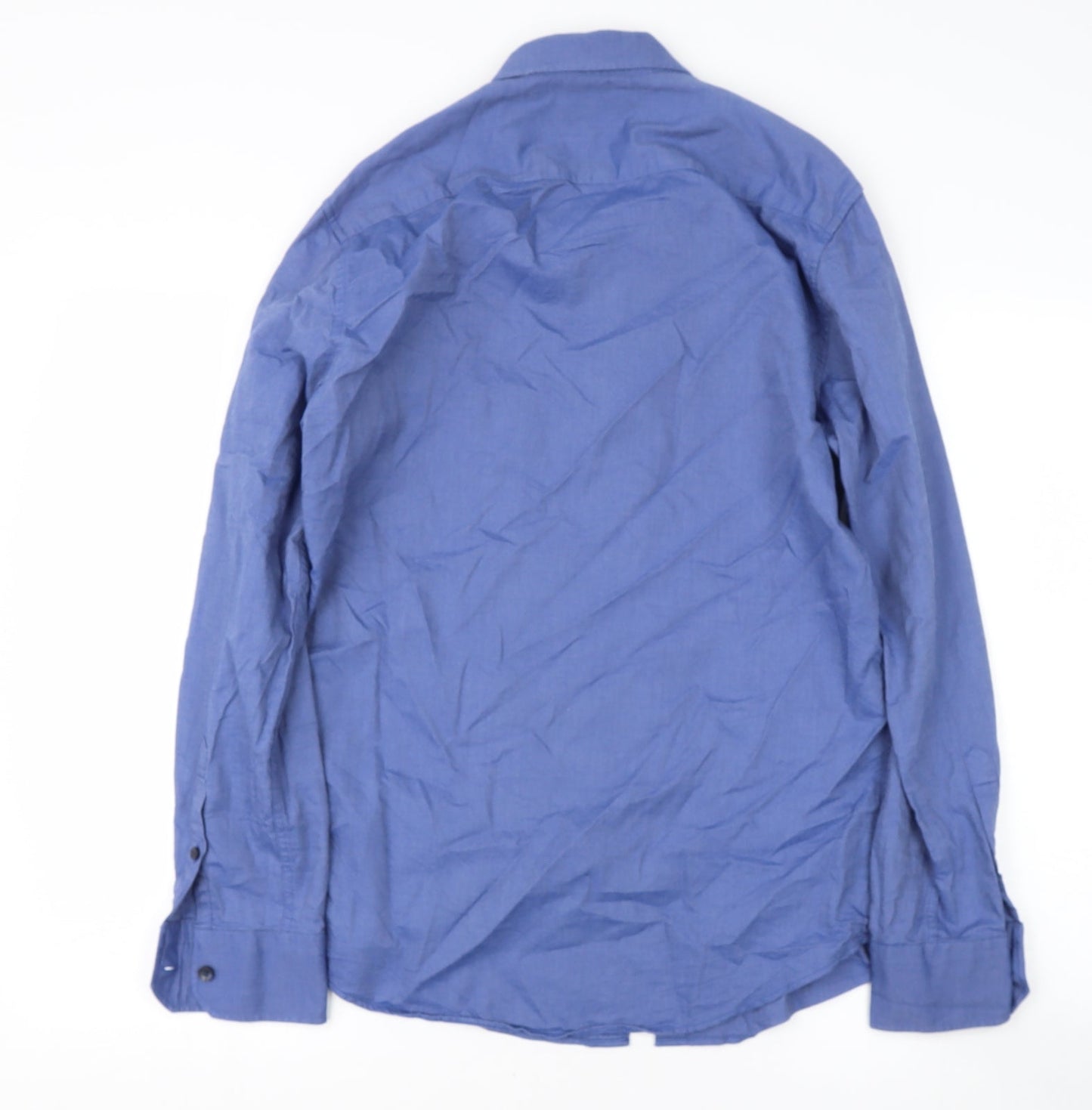 Mens UK Size M Dunnes Stores Blue  Button-Up Long Sleeve Casual Shirt