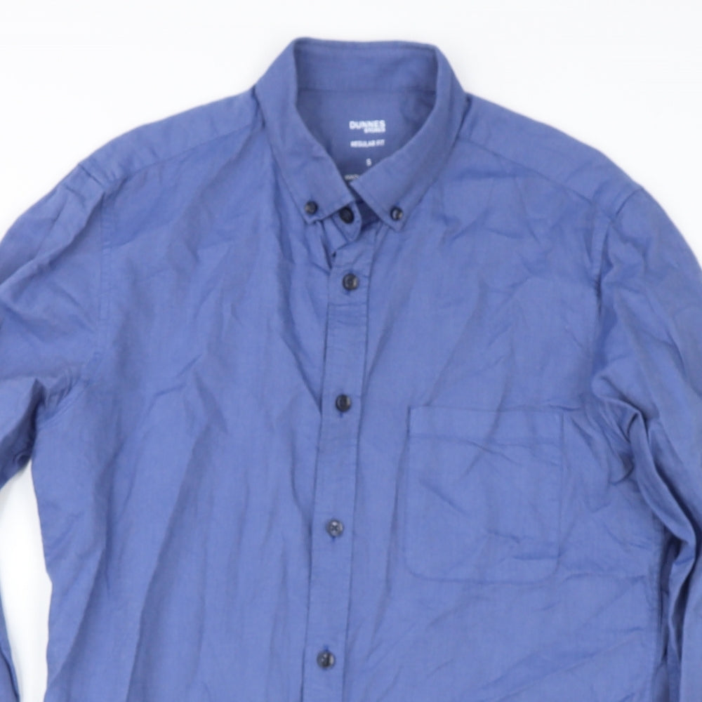 Mens UK Size M Dunnes Stores Blue  Button-Up Long Sleeve Casual Shirt