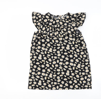 sien Girls Black Floral Polyester Ball Gown  Size 4 Years  Round Neck