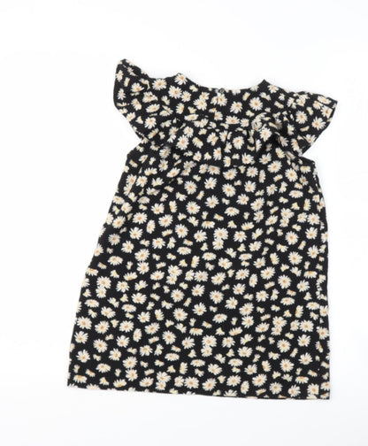 sien Girls Black Floral Polyester Ball Gown  Size 4 Years  Round Neck
