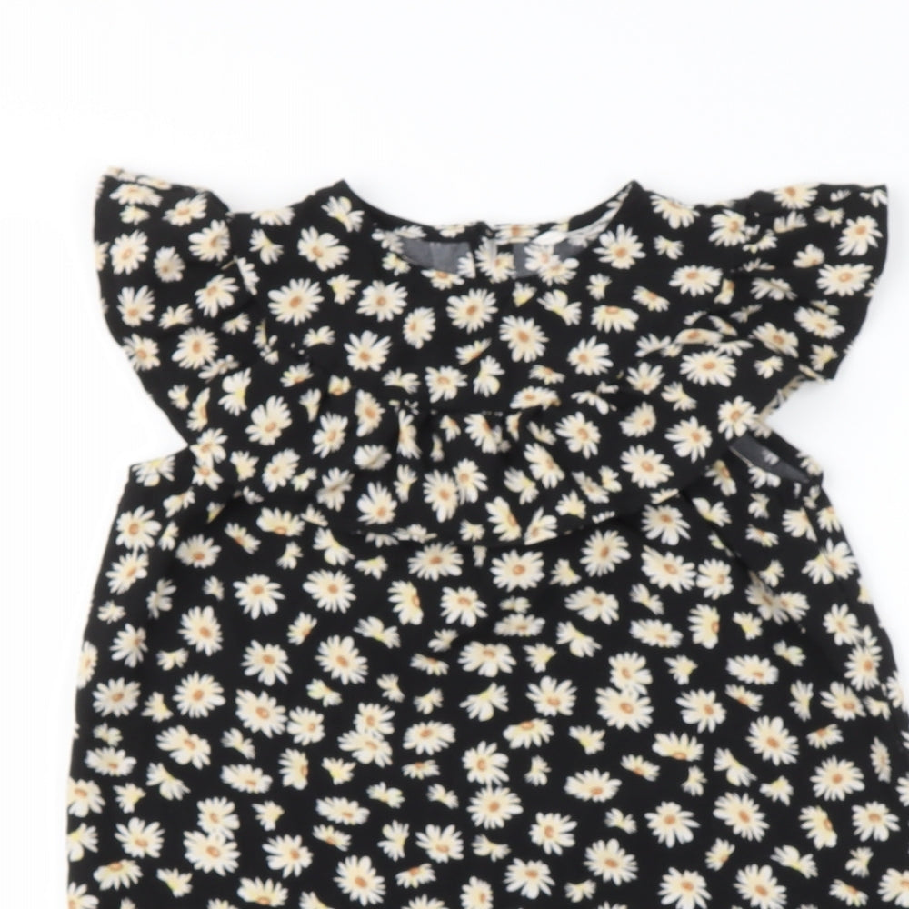 sien Girls Black Floral Polyester Ball Gown  Size 4 Years  Round Neck
