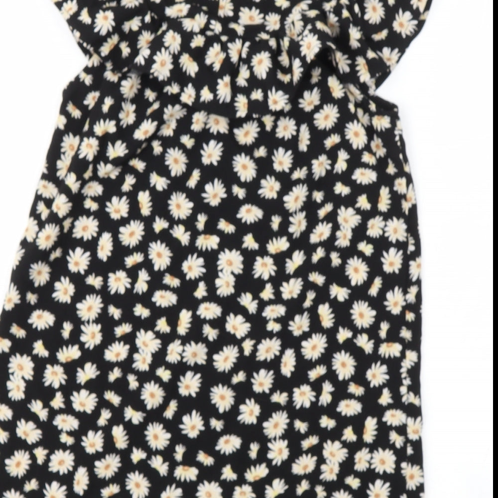 sien Girls Black Floral Polyester Ball Gown  Size 4 Years  Round Neck