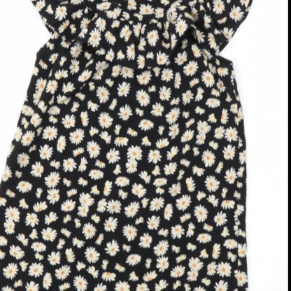 sien Girls Black Floral Polyester Ball Gown  Size 4 Years  Round Neck