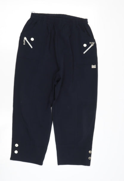 Womens UK Size M Preworn Regular Fit Cropped Blue Trousers