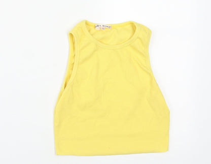 Baily Rose Womens Yellow  Polyester Cropped Tank Size S Round Neck